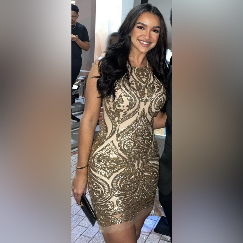 Camille gold mesh dress